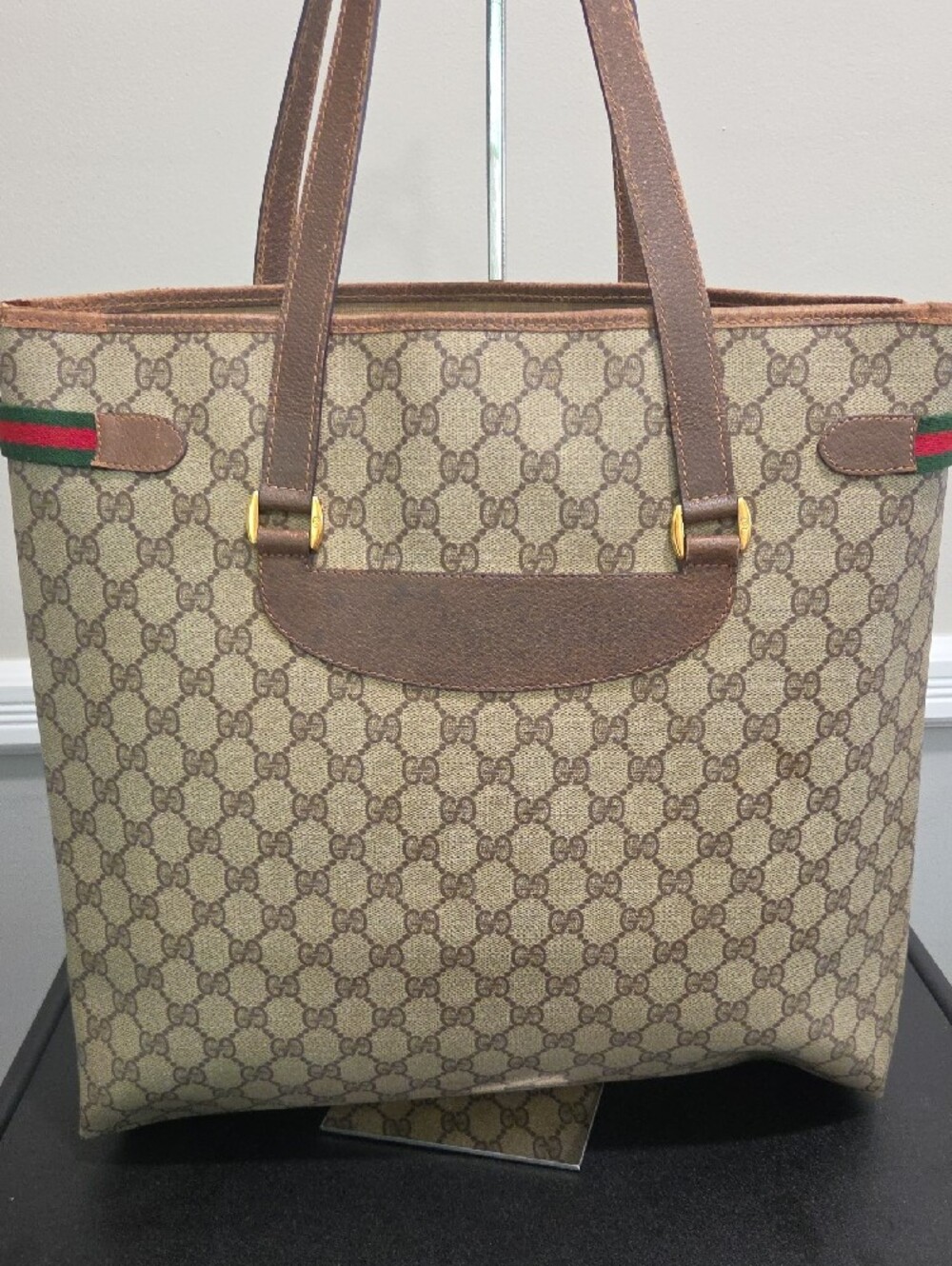 Gucci Beige GG Canvas Tote with Brown Leather and Sherryline- PROJECT - Picture 6 of 14
